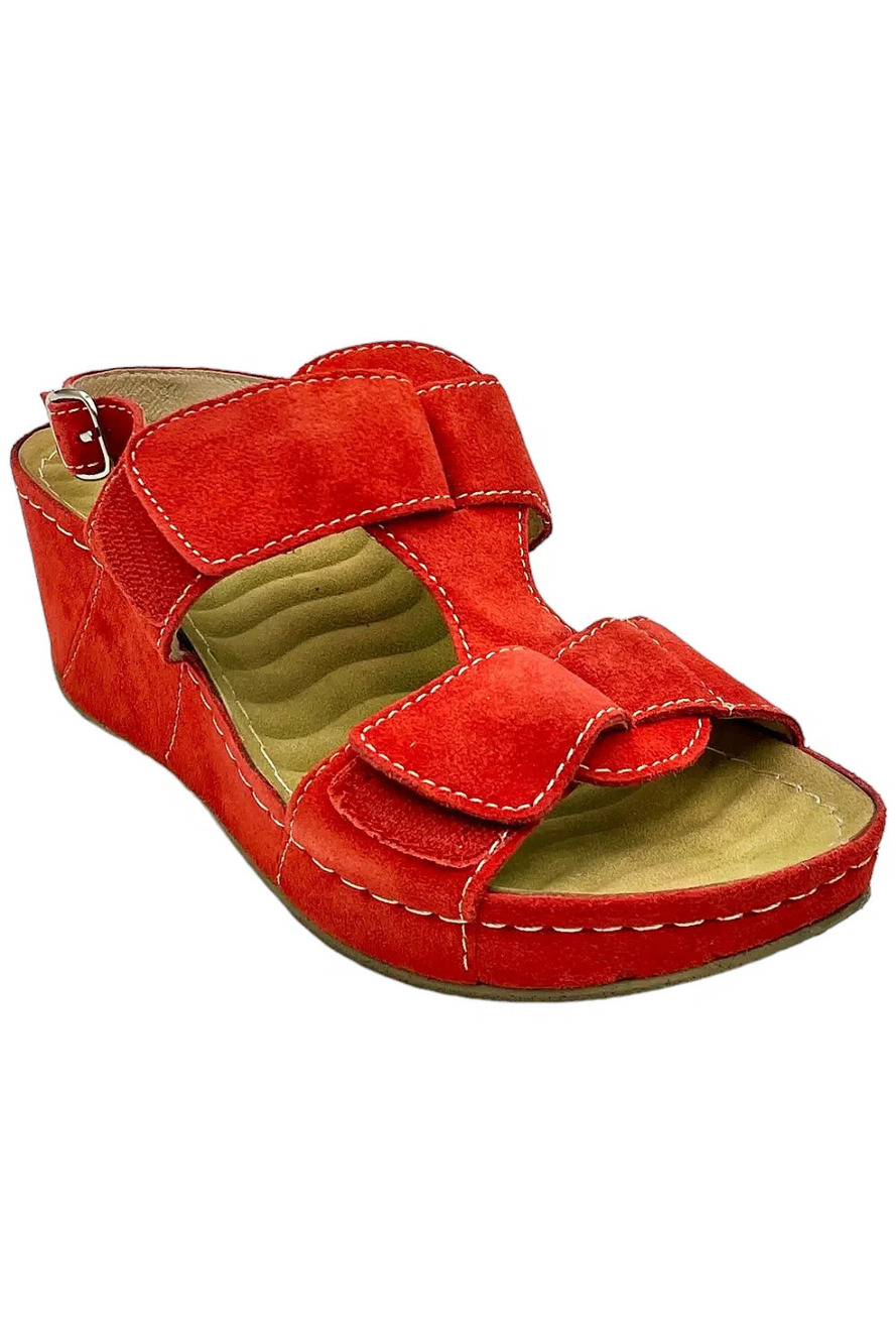 David Tate Wave Tech Footbed Casual Sandals Reba Red Suede - Medium